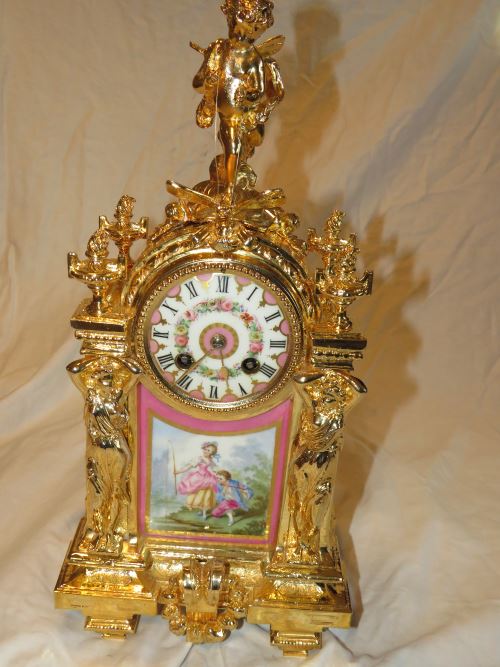 French clock after restoration work and gilding restoration has been undertaken