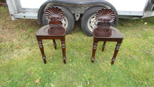 Two fine antique Regency hall chairs now restored