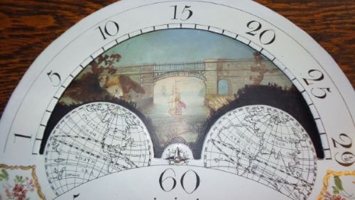 Detail of antique clock dial showing moon phases