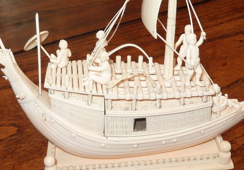 Close-up of detail of ivory restoration