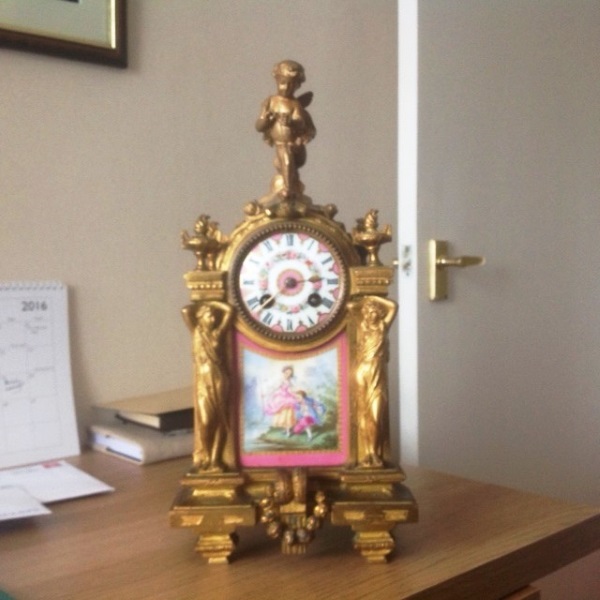 French ormolu clock prior to restoration