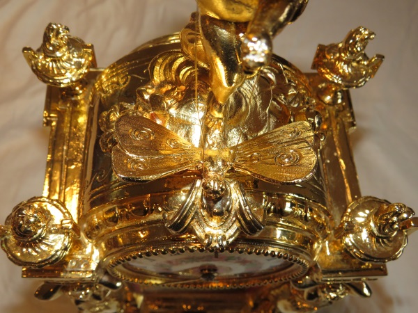 French ormolu clock with freshly made and gilded wings