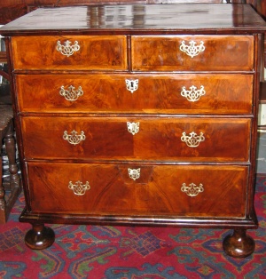 William and Mary walnut chest repaired