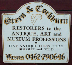 Green and Cockburn Antique Restorations sign