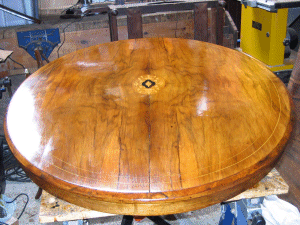 Antique Victorian Walnut table after renovation
