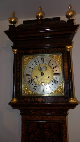 restored grandfather clock marquetry hood